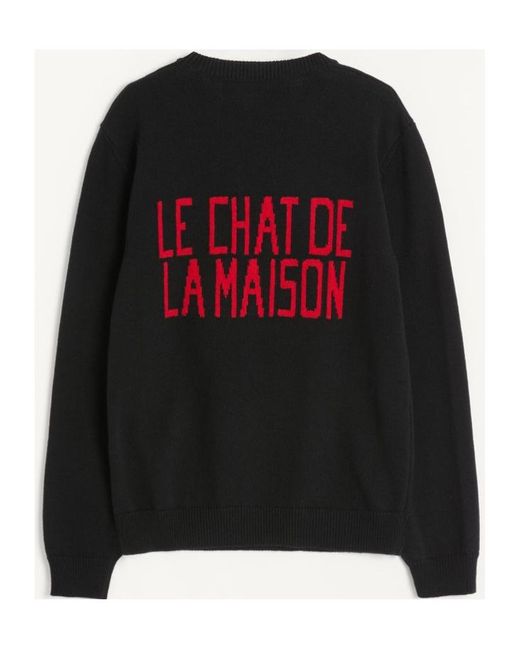 Valentino Black Chat De La Maison Crewneck Jumper for men