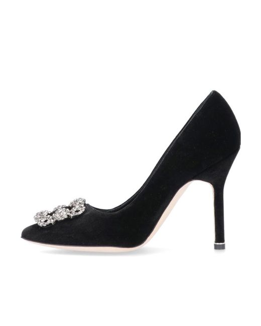 Manolo Blahnik Black Logo High Heels