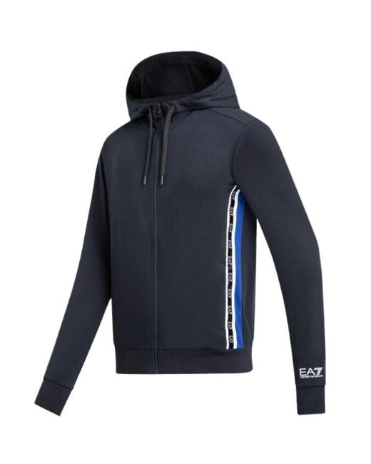 EA7 Blue Logo Hooded Casual Jacket for men