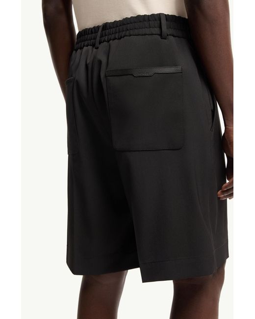 Moncler Black Wool Blend Gabardine Bermuda Shorts for men