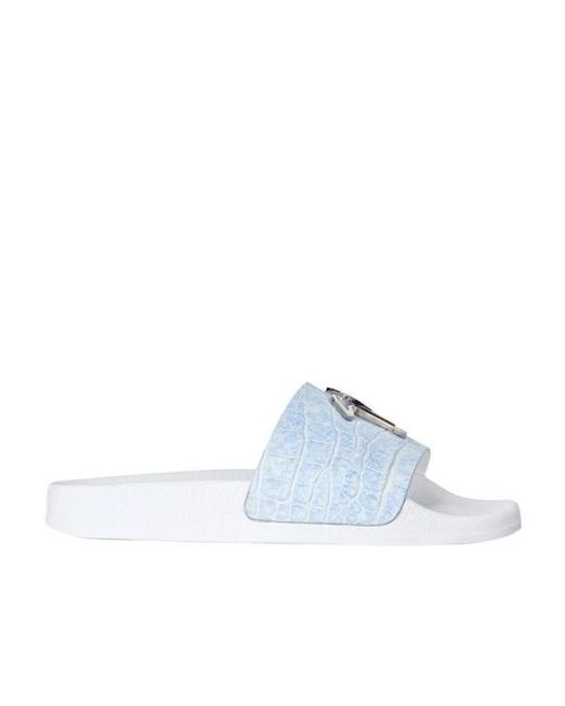 Giuseppe Zanotti Blue Logo Plaque Embossed Slides
