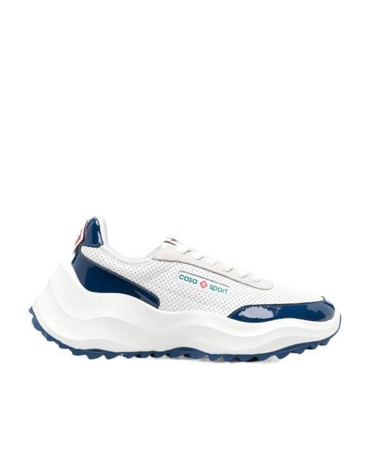 Casablanca Blue Logo-Patch Lace-Up Sneakers for men