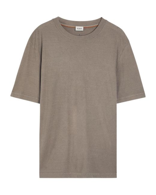 Tod's Gray Ribbed Cotton T-Shirt for men