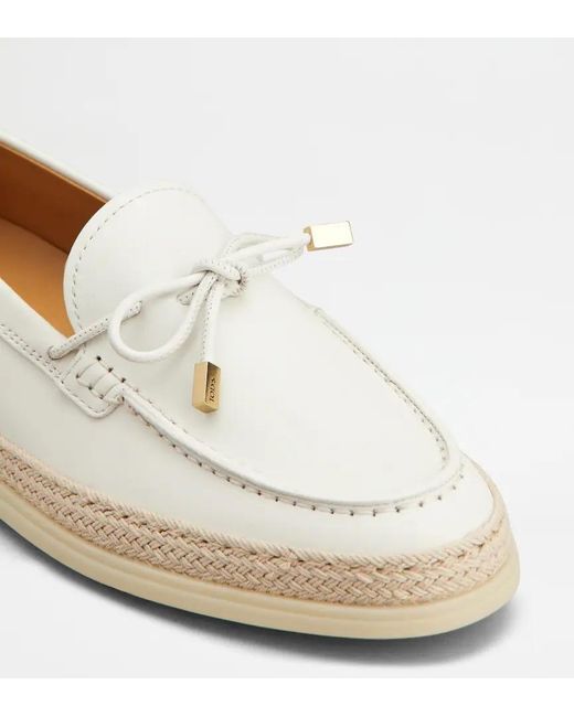Tod's White Logo Charm Loafers