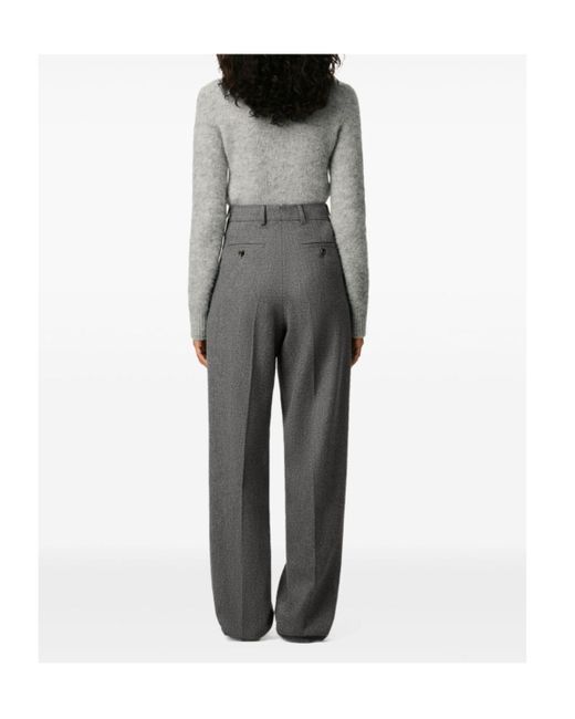 AMI Gray Wide Leg Trousers