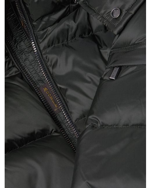 Moorer Black Hooded Quilted Down Jacket for men