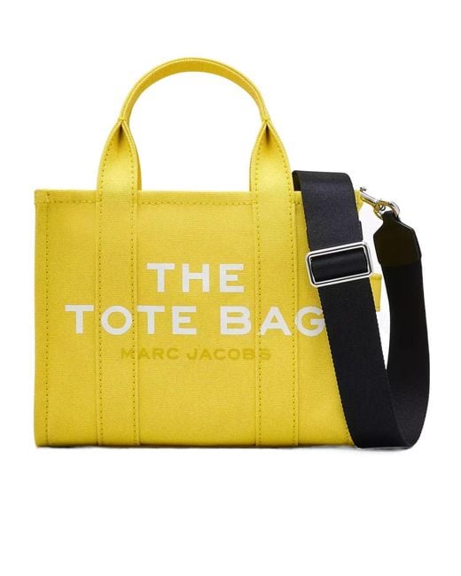 Marc Jacobs Yellow Logo Printed Zip-Up Small Tote Bag