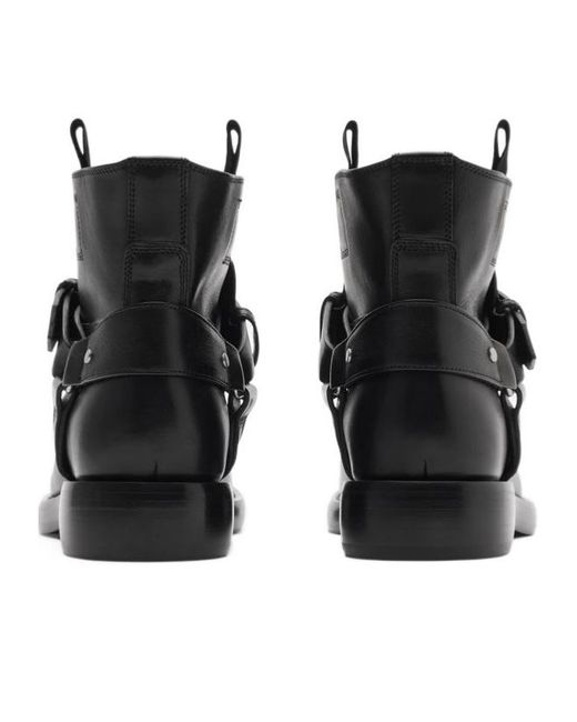 Burberry Black Cobble Buckle-Detailed Ankle Boots