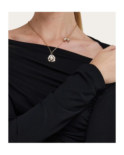 Ferragamo White Ferragamo Flower Pendant Necklace