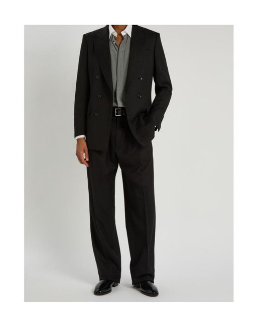 Tom Ford Black Striped Wool Blazer for men