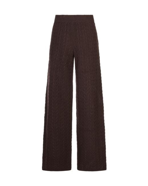 Agnona Brown Ribbed Knit Casual Trousers