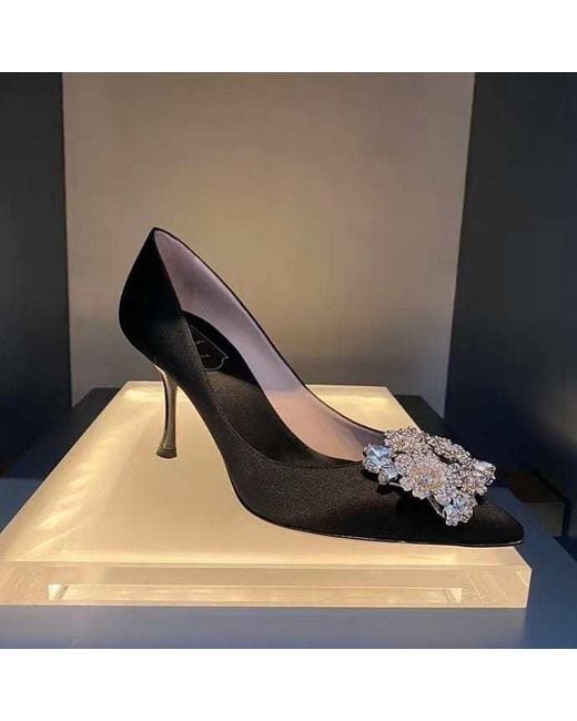 Roger Vivier Black Bouquet Strass 85Mm Buckle Pumps