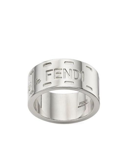 Fendi White Wide Band Ring for men