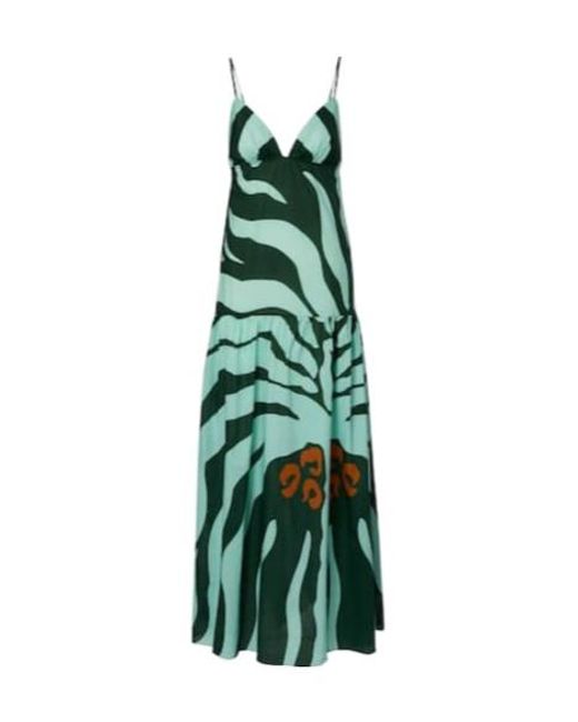 Johanna Ortiz Green Zea Palm Cotton Poplin Maxi Dress