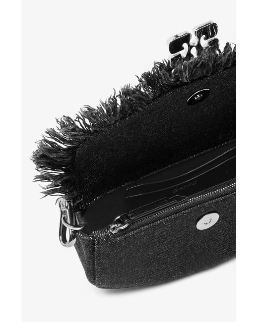 Ganni Black Apo G Logo Plaque Mini Shoulder Bag