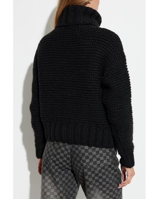 M I S B H V Black Roll-Neck Logo-Detail Sweater