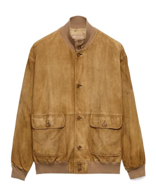 Prada Brown Suede Blouson Jacket for men