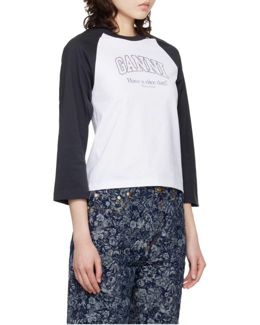 Ganni Black "Baseball" T-Shirt