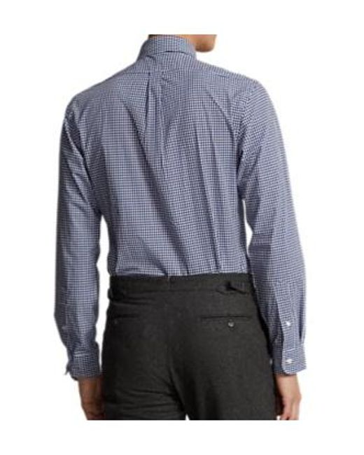 Polo Ralph Lauren Blue Mini Check.Pattern Cotton Shirt for men