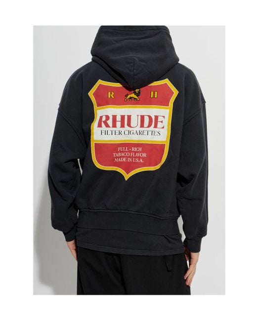 Rhude Blue Logo-Print Hoodie for men