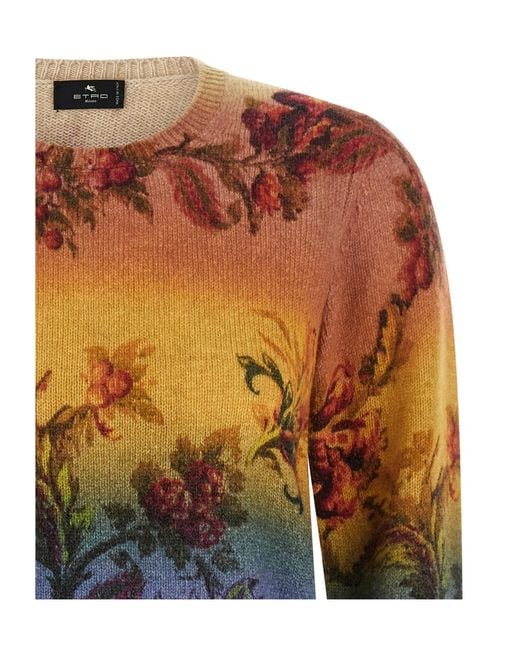 Etro Blue Floral Pattern Sweater
