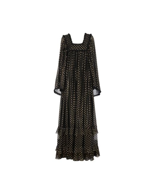 Chloé Black Ruffled Extra-Long Dress