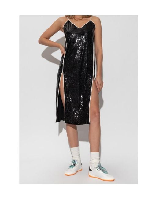 Palm Angels Black Double Slit Sequin Dress
