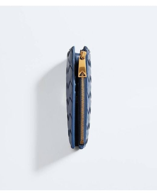 Bottega Veneta Blue Intrecciato Medium Bi-Fold Wallet