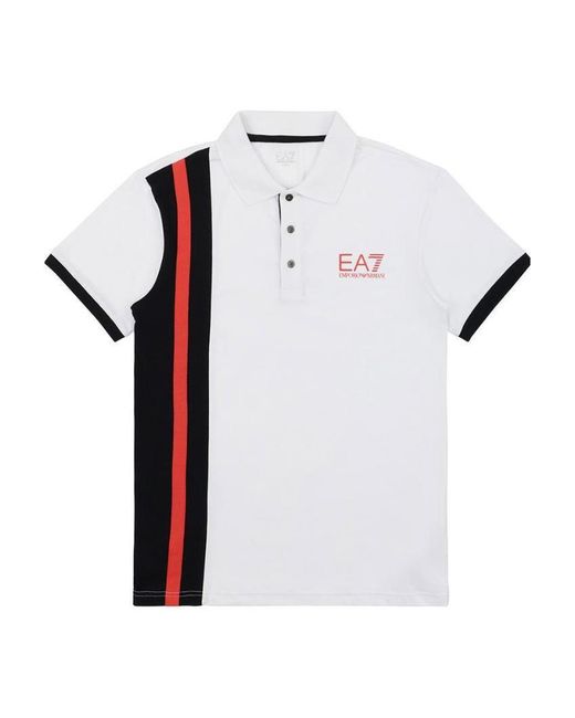 EA7 White Logo Printed Polo Shirt for men