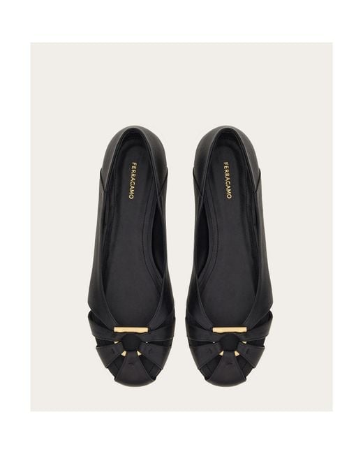 Ferragamo Black Ferragamo Round Toe Slip-On Flat Shoes