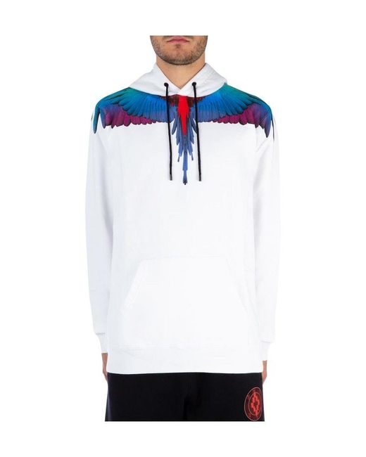 Marcelo Burlon Blue Wing Printed Hooded Sweater for men