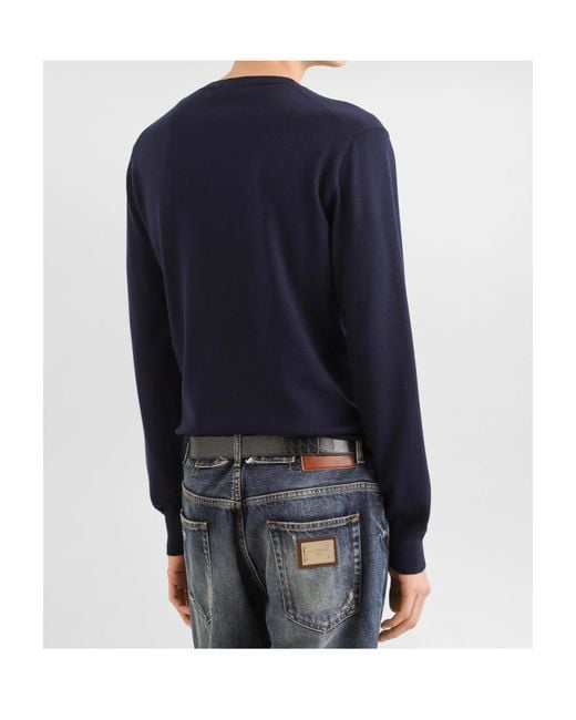 Dolce & Gabbana Blue Virgin-Wool Pullover for men