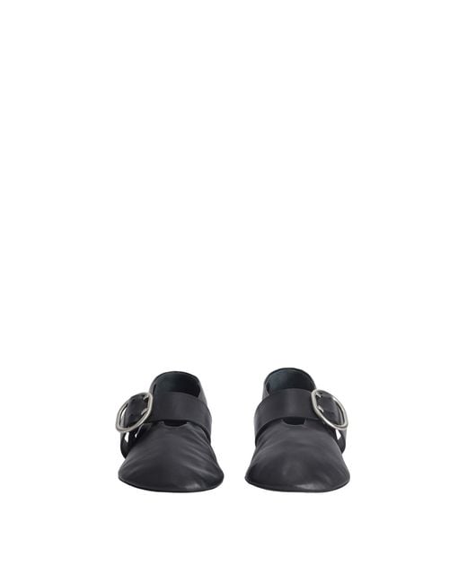 Jil Sander Black Cannolo Buckled Ballerinas