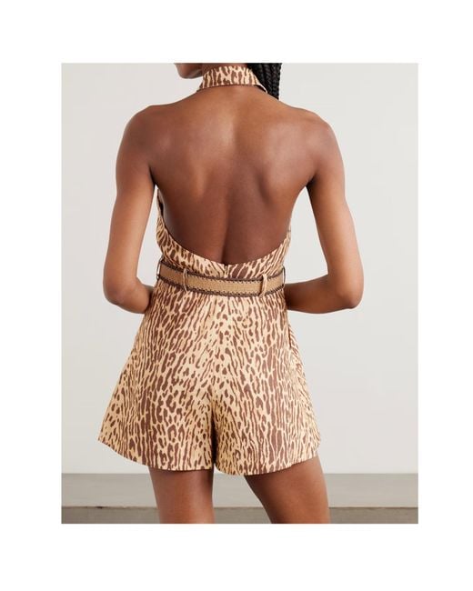 Zimmermann Natural Cascadian Halterneck Sleeveless Playsuit