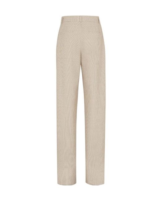Fendi Natural Micro Check Detailed Pleated Trousers