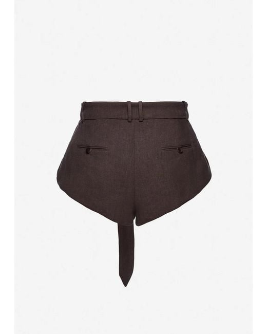 Magda Butrym Brown Belted Pleated Mini Shorts