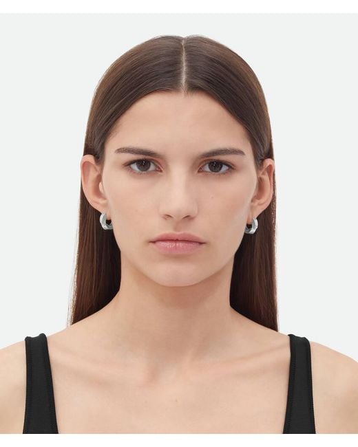 Bottega Veneta White Twisted Ring Earrings