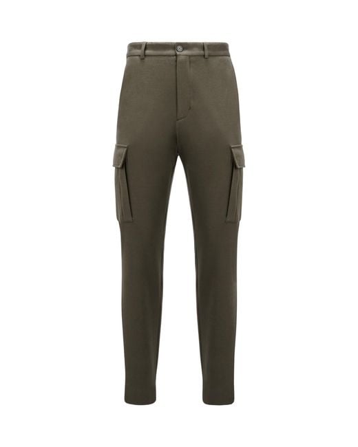 Moncler Gray Logo Embroidered Cargo Trousers for men