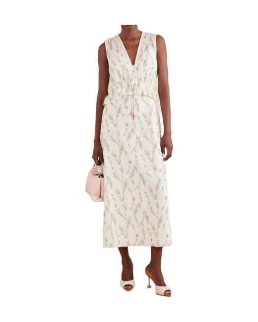Veronica Beard White Floral-Print Cotton And Silk-Blend Maxi Dress