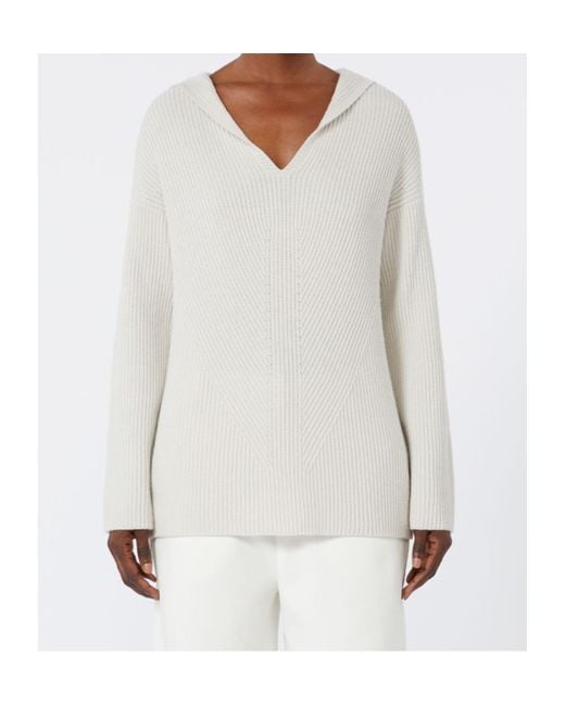 Max Mara White Falcone Ribbed Hoodie