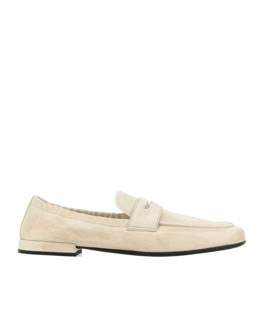 Prada Natural Logo-Printed Penny Loafers