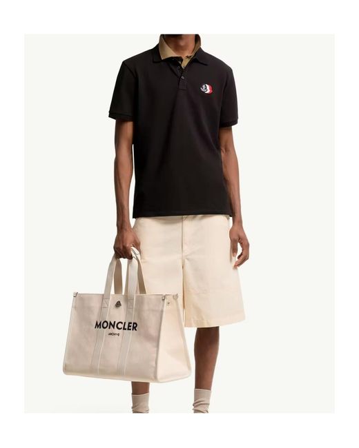Moncler Black Logo Patch Short-Sleeved Polo Shirt for men