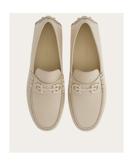 Ferragamo White Ferragamo Gancini Ornament Loafers for men