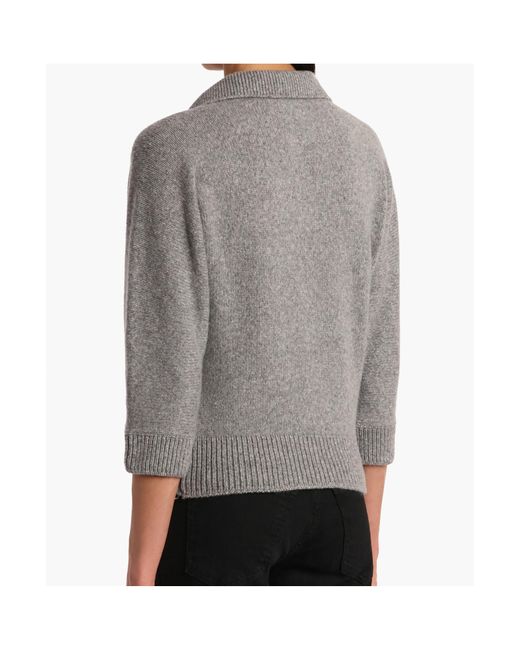 Khaite Gray Polo-Neck Cashmere Sweater