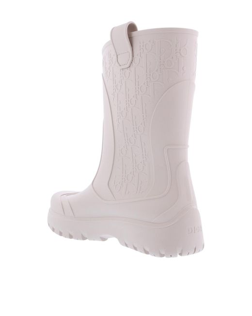 Dior Gray Homme Logo Debossed Rain Boots for men
