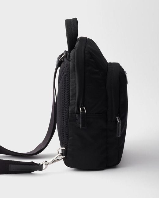 Prada Black Triangle-Logo Zipped Backpack for men