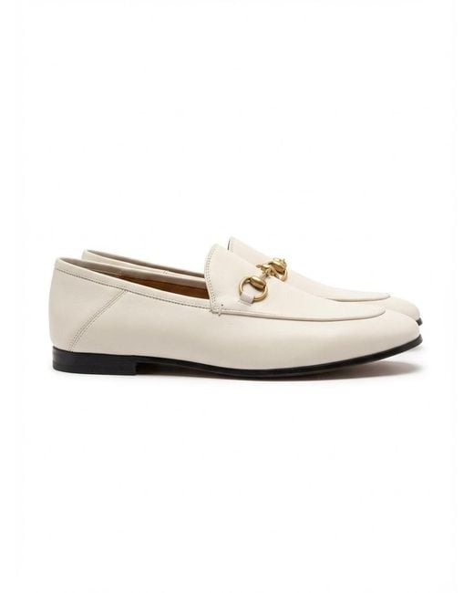 Gucci White Brixton Horsebit Loafers