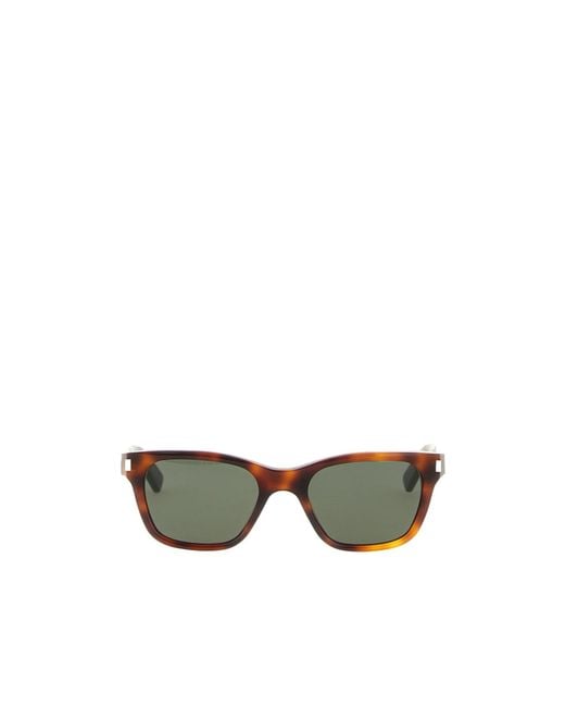 Saint Laurent Green Eyewear Rectangular Frame Sunglasses for men