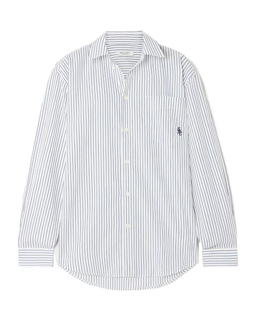 Sporty & Rich White Src Embroidered Striped Shirt