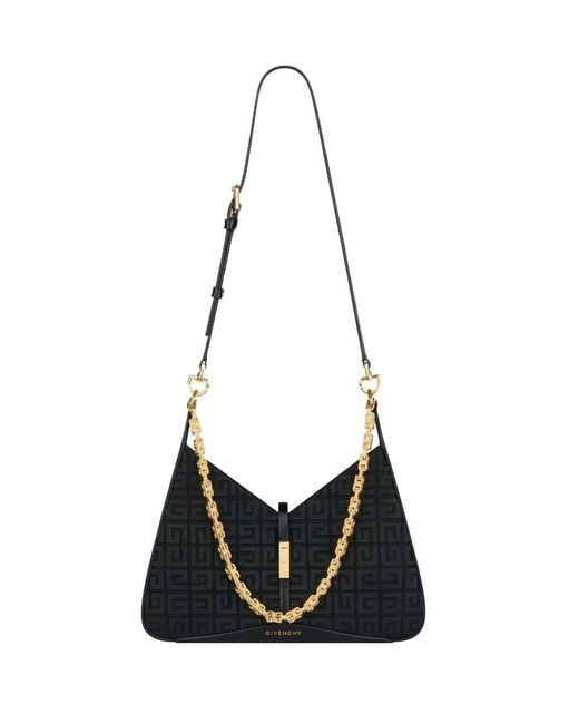 Givenchy Black Logo Embroidered Cut Out Small Shoulder Bag